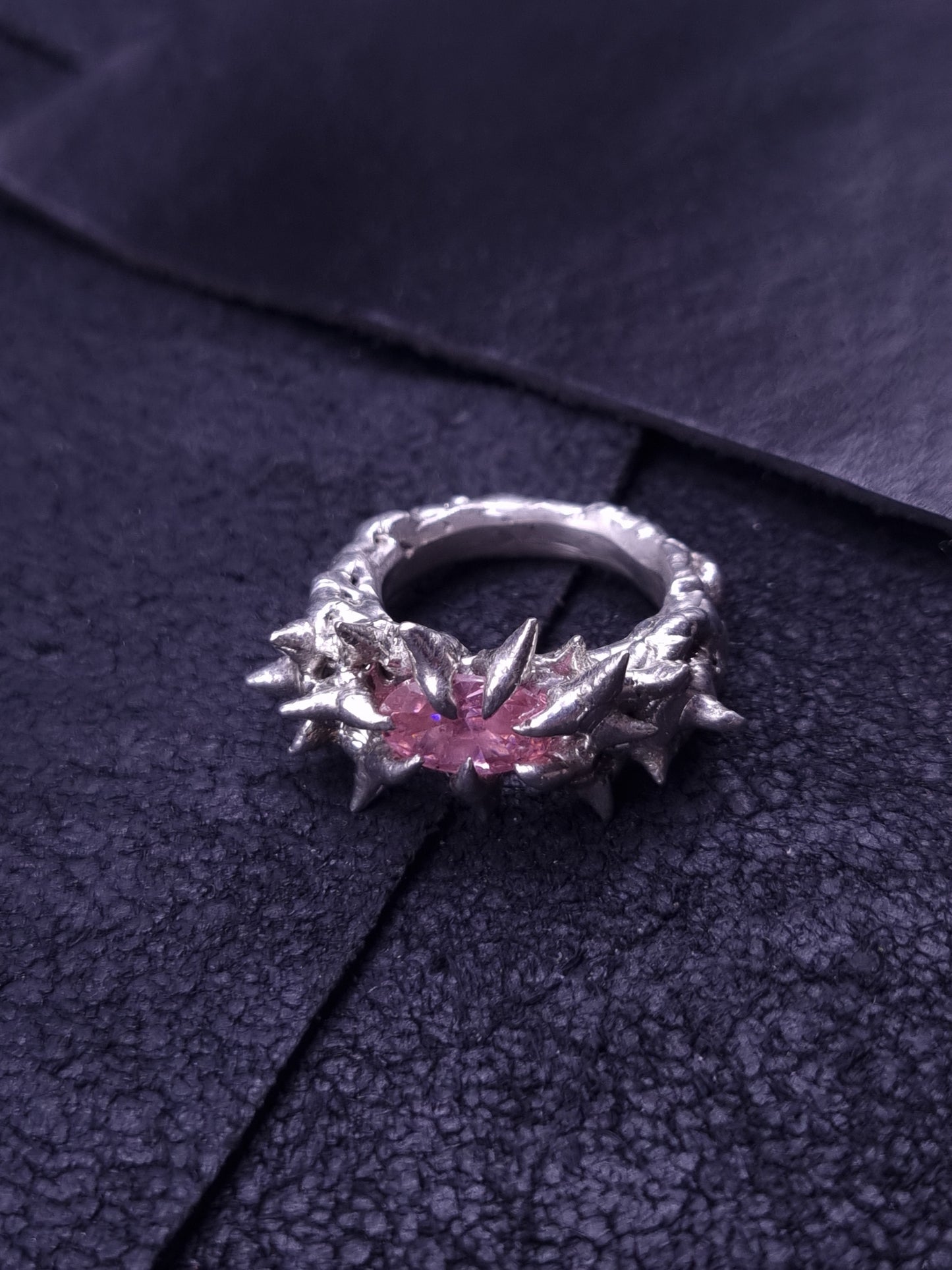 Spiked Ring with cubic zirconia