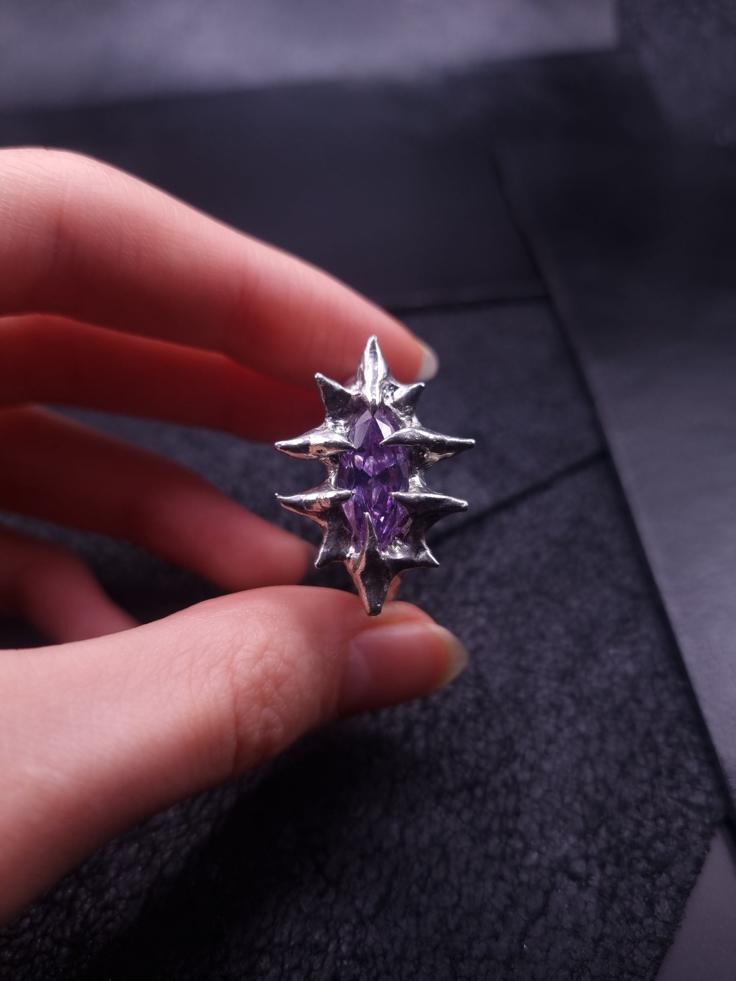 Spiked Ring with cubic zirconia