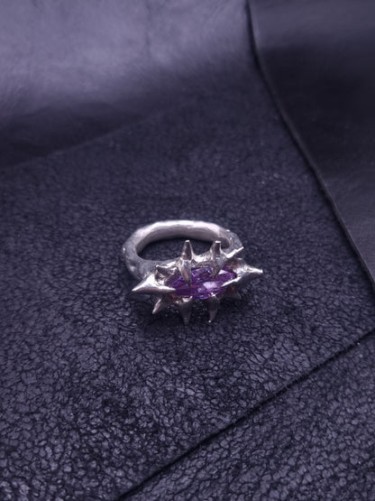 Spiked Ring with cubic zirconia