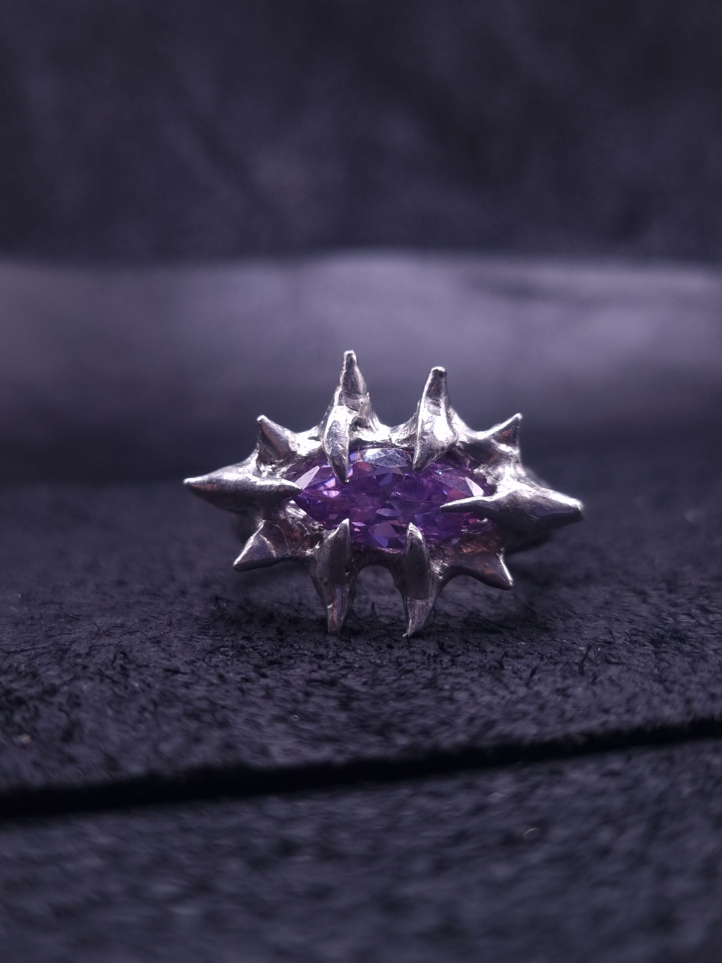 Spiked Ring with cubic zirconia