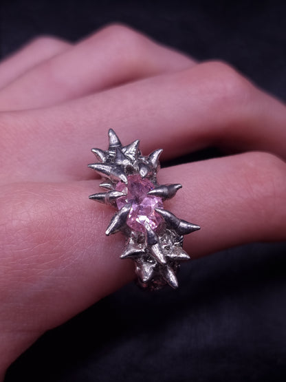 Spiked Ring with cubic zirconia